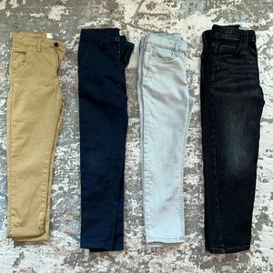 Bundle of 4 slim Boy pants. Wrangler wide legs black jeans & other casual pants.